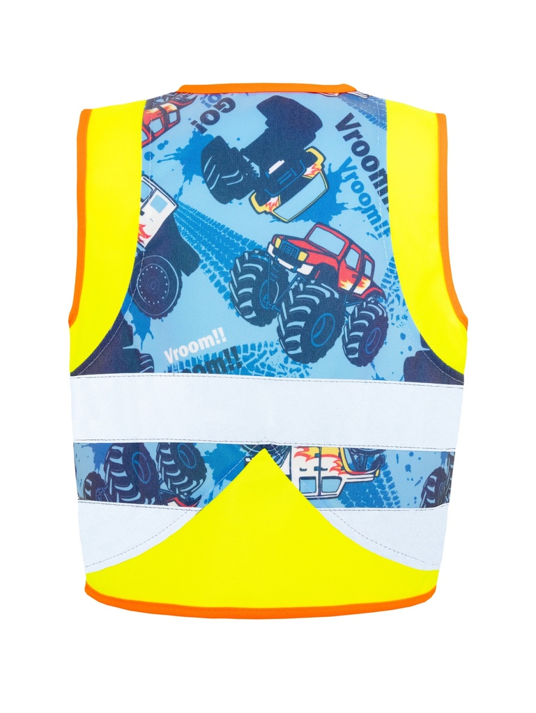 Korntex Kinder Funktionsweste Fahrzeuge, neongelb, S, Monstertruck