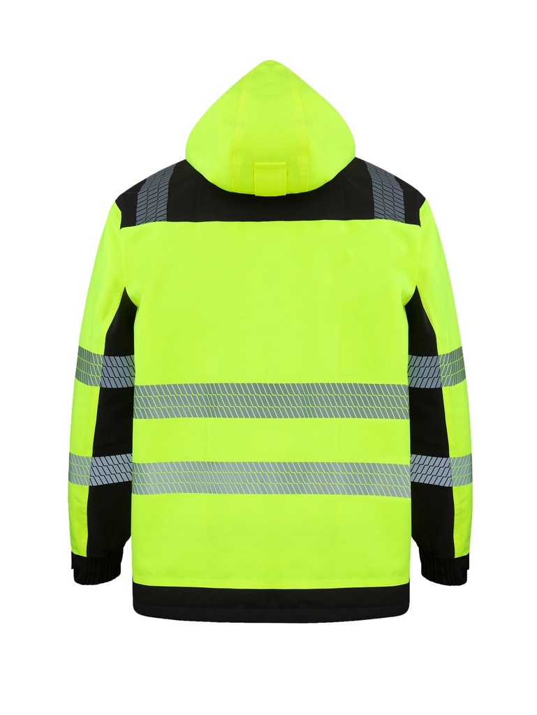 Korntex Hi-Vis Softshell Regenjacke EN 20471, schwarz/neongelb, XXL