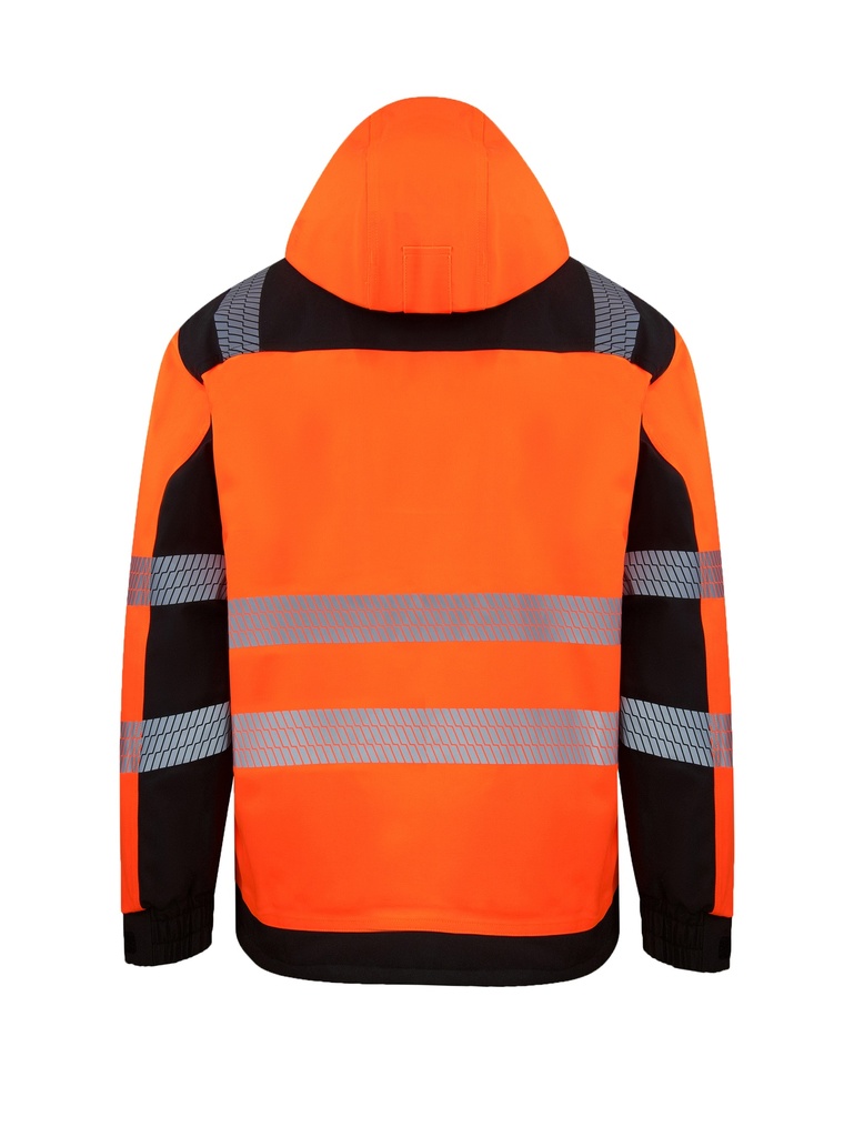 Korntex Hi-Vis Softshell Regenjacke EN 20471, schwarz/neonorange, XXL