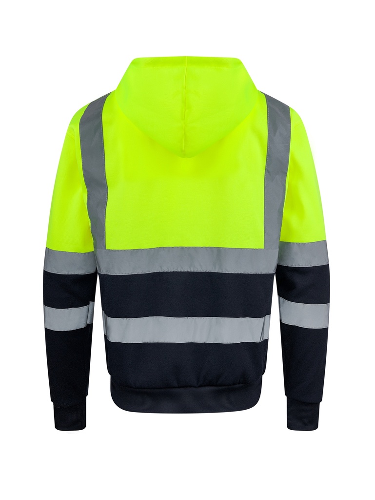 Korntex Hi-Vis Zipper Hoodie EN 20471, neongelb/navyblau, XL