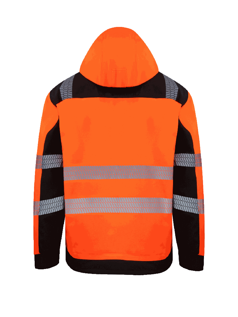 Korntex Hi-Vis Softshell Regenjacke EN 20471, schwarz/neonorange, 5XL