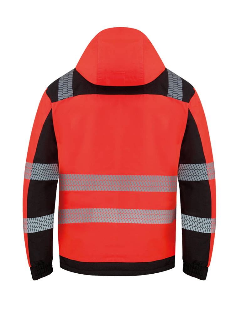 Korntex Hi-Vis Softshell Regenjacke EN 20471, schwarz/rot, XXL