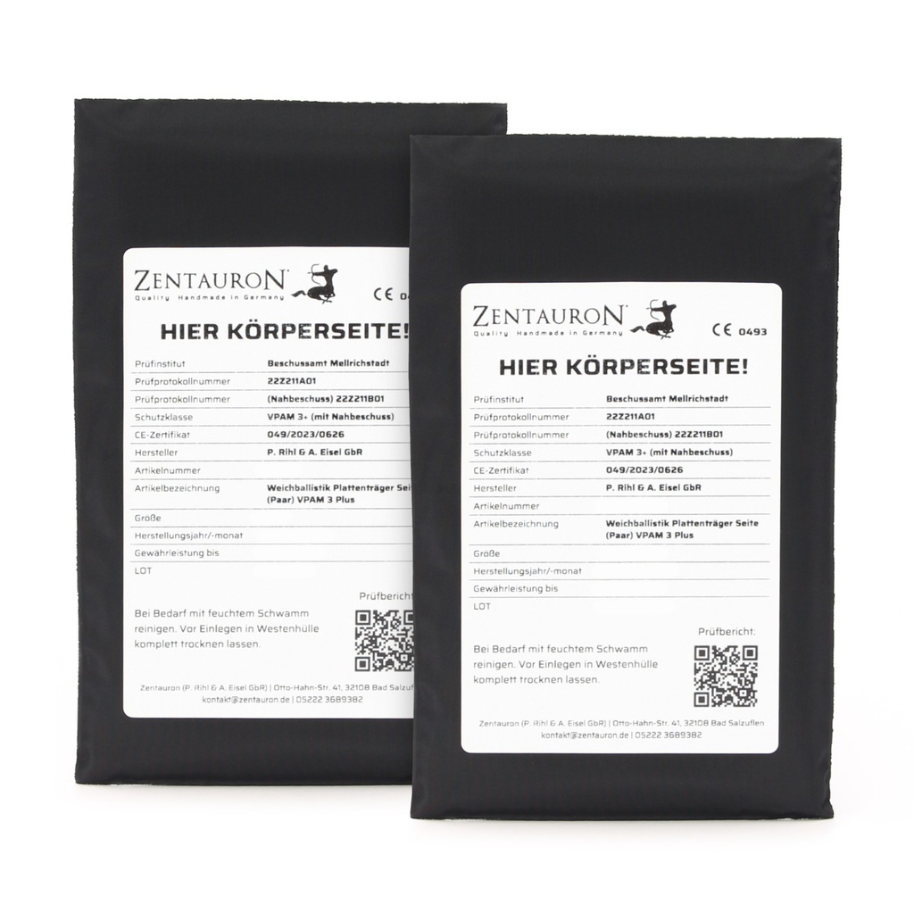 Zentauron Weichballistik Plattenträger Seite (Paar) VPAM 3 Plus