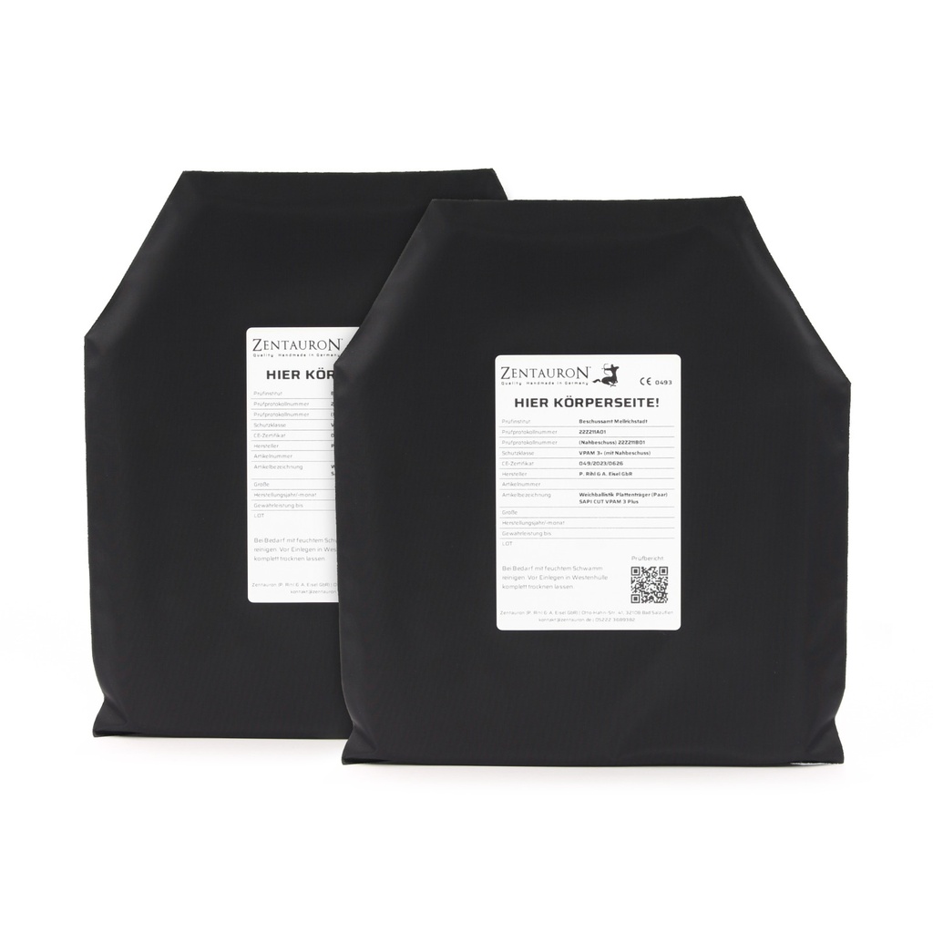 Zentauron Weichballistik Plattenträger (Paar) SAPI CUT VPAM 3 Plus