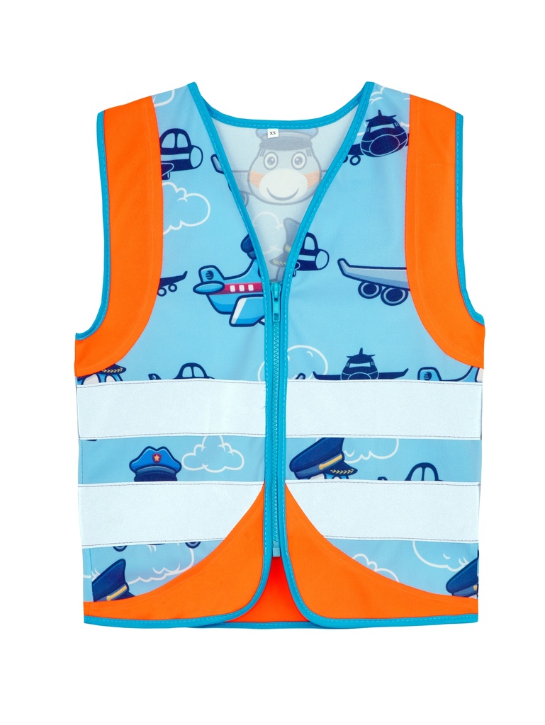 Korntex Kinder Funktionsweste Fahrzeuge, neonorange, XXS, Flugzeug