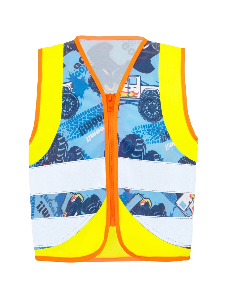 Korntex Kinder Funktionsweste Fahrzeuge, neongelb, S, Monstertruck