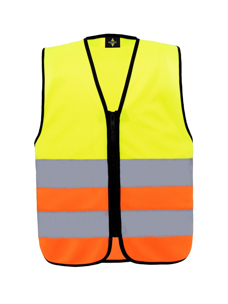 Korntex Kinder Warnweste mit Reissverschluss, neongelb/neonorange, XXS