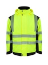 Korntex Hi-Vis Softshell Regenjacke EN 20471, schwarz/neongelb, S
