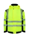 Korntex Hi-Vis Softshell Regenjacke EN 20471, schwarz/neongelb, XL