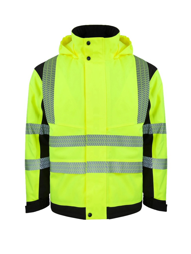 Korntex Hi-Vis Softshell Regenjacke EN 20471, schwarz/neongelb, XXL