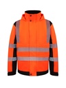 Korntex Hi-Vis Softshell Regenjacke EN 20471, schwarz/neonorange, L