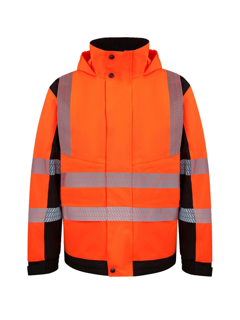 Korntex Hi-Vis Softshell Regenjacke EN 20471, schwarz/neonorange, XXL