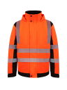 Korntex Hi-Vis Softshell Regenjacke EN 20471, schwarz/neonorange, 5XL