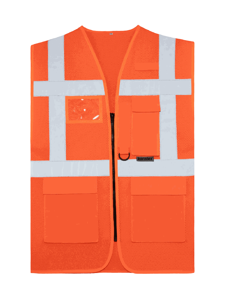 Korntex Mesh Multifunktionswarnweste EN 20471, neonorange, L