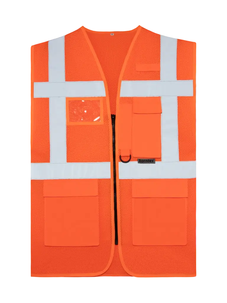Korntex Mesh Multifunktionswarnweste EN 20471, neonorange, 5XL