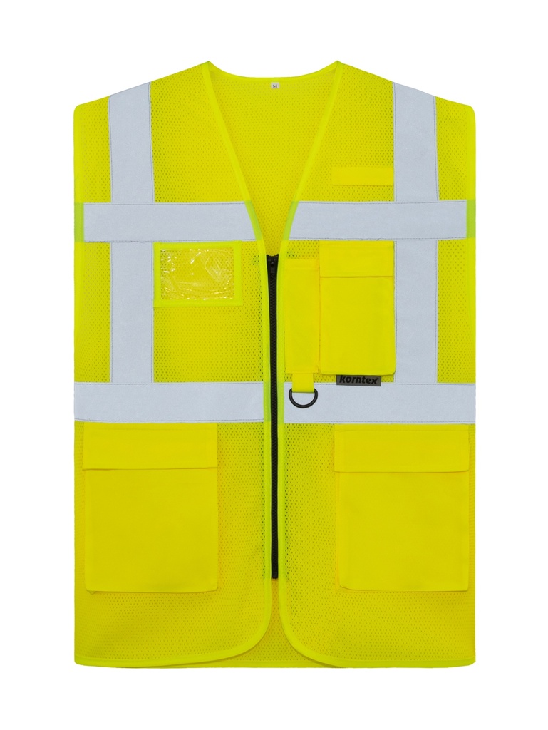 Korntex Mesh Multifunktionswarnweste EN 20471, neongelb, S