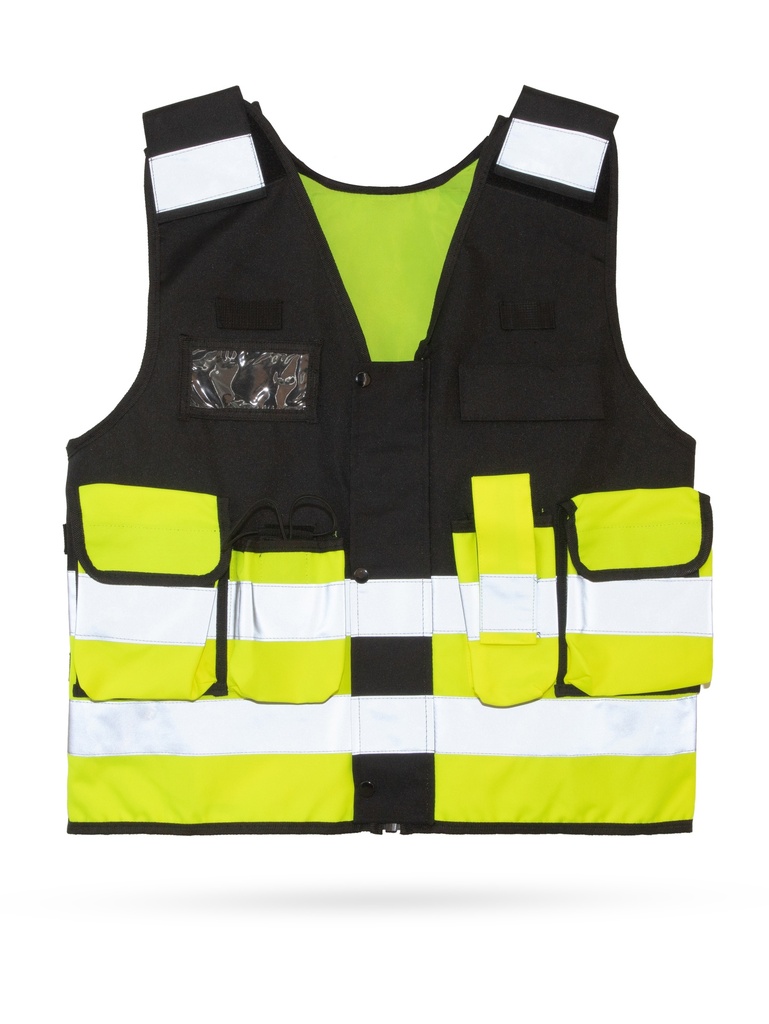 Korntex taktische Einsatzweste Premium EN 17353, schwarz/neongelb, XXL/4XL