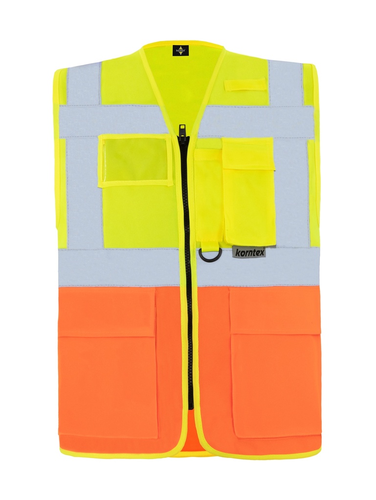 Korntex Multifunktionswarnweste EN 20471, neongelb/neonorange, S
