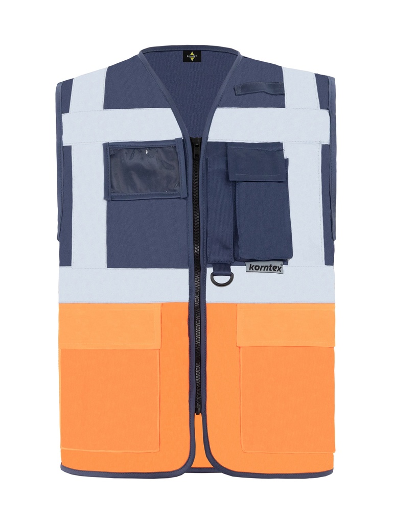 Korntex Multifunktionsweste, neonorange/navyblau, L