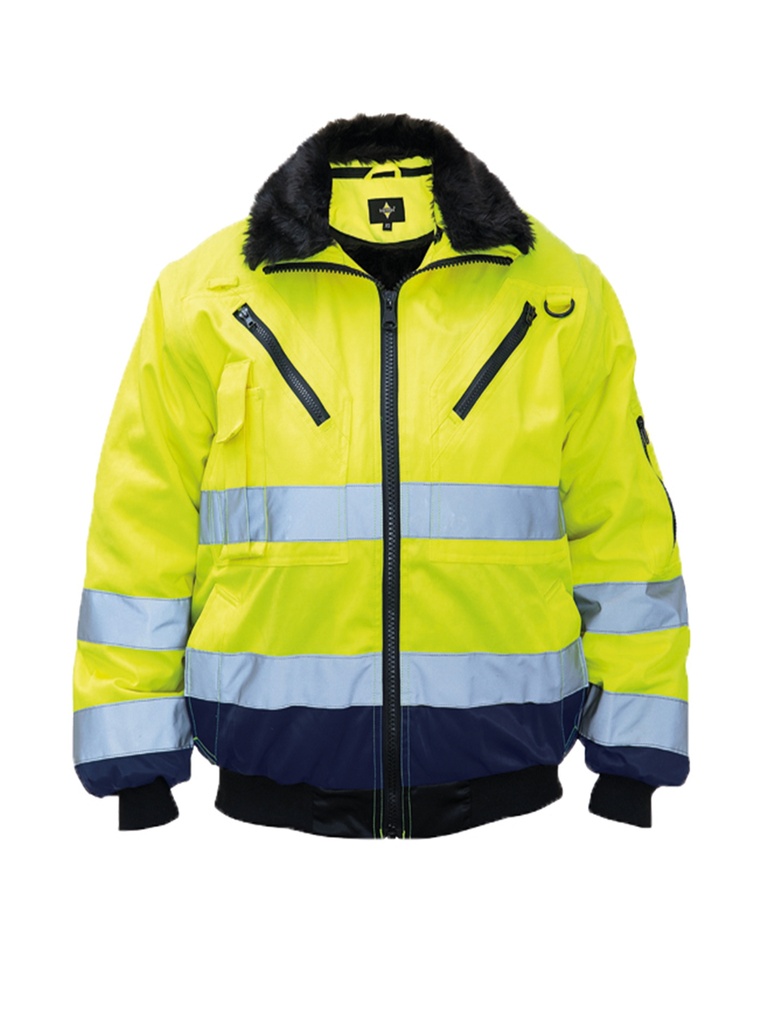 Korntex Hi-Vis Pilotenjacke EN 20471, neongelb/navyblau, XL