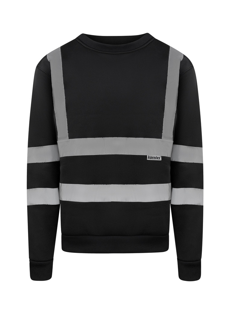 Korntex Sweatshirt mit vier Reflexstreifen, schwarz, XL