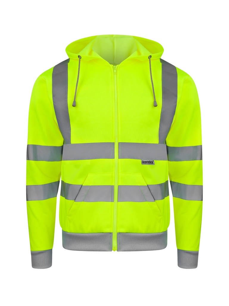 Korntex Hi-Vis Zipper Hoodie EN 20471, neongelb, XXL
