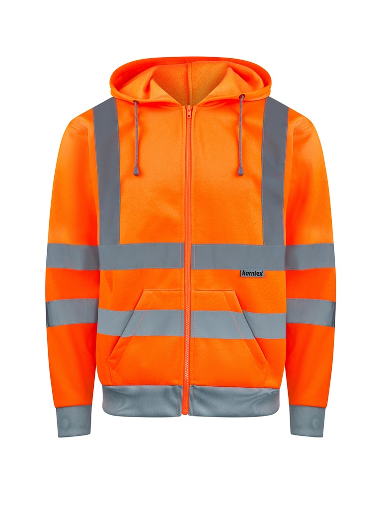 Korntex Hi-Vis Zipper Hoodie EN 20471, neonorange, S