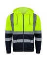 Korntex Hi-Vis Zipper Hoodie EN 20471, neongelb/navyblau, XL
