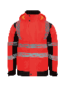 Korntex Hi-Vis Softshell Regenjacke EN 20471, schwarz/rot, S