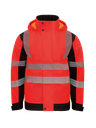 Korntex Hi-Vis Softshell Regenjacke EN 20471, schwarz/rot, S